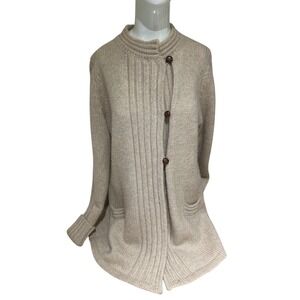 Vintage Spanner Imports Ltd Wool Cardigan Natural Fibers Oatmeal Hong‎ Kong Sz L